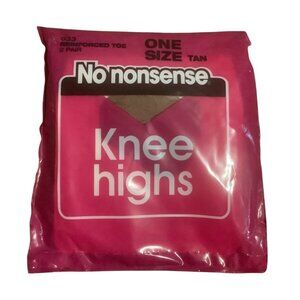 No Nonsense Knee‎ Highs Reinforced Toe One Size Tan 2 Pairs 94% Nylon 6% Spandex